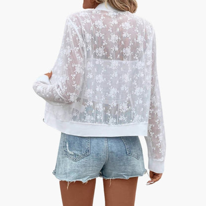 Clear Women's Floral Embellished Bomber Jacket