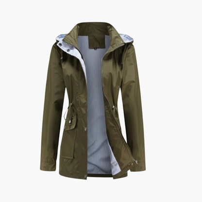 Ladies Water Resistant Coat with Removable Hood - Olytrend