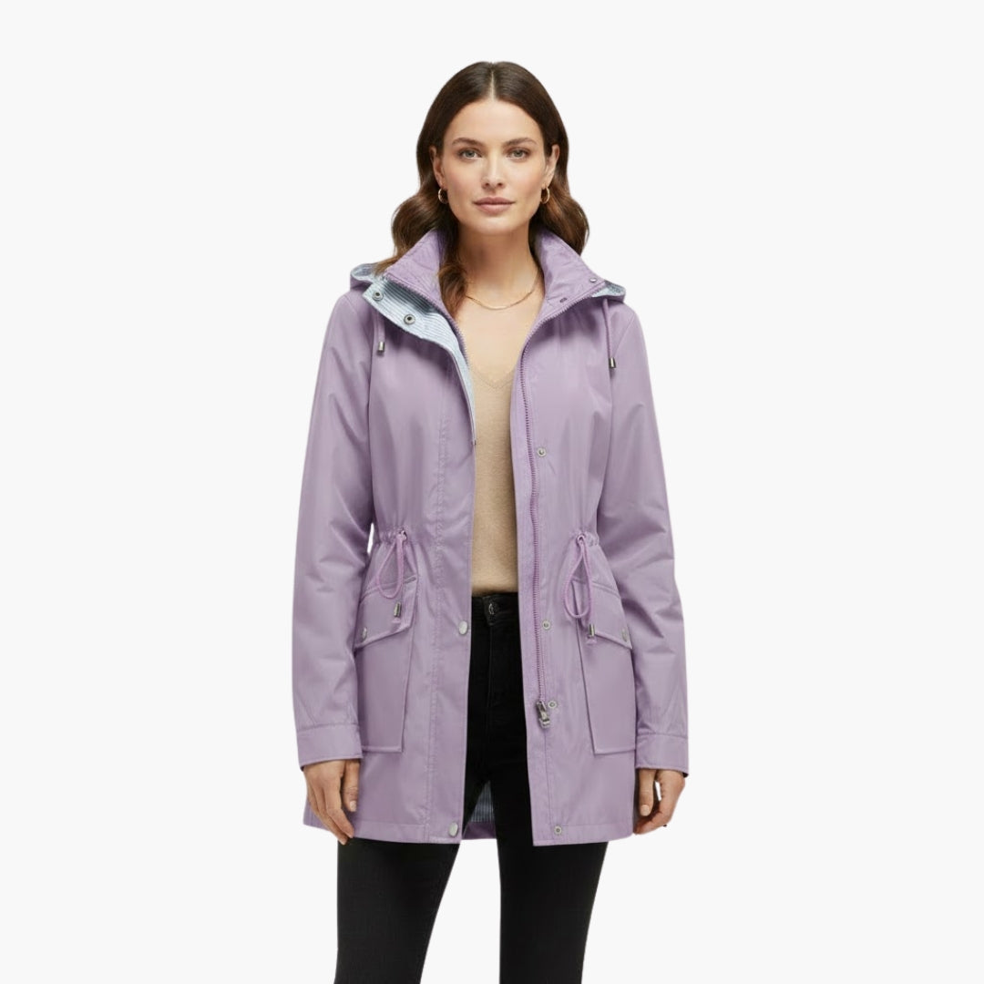 Ladies Water Resistant Coat with Removable Hood