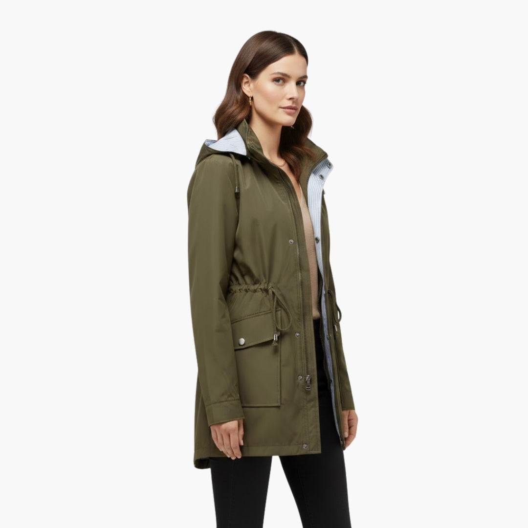 Ladies Water Resistant Coat with Removable Hood