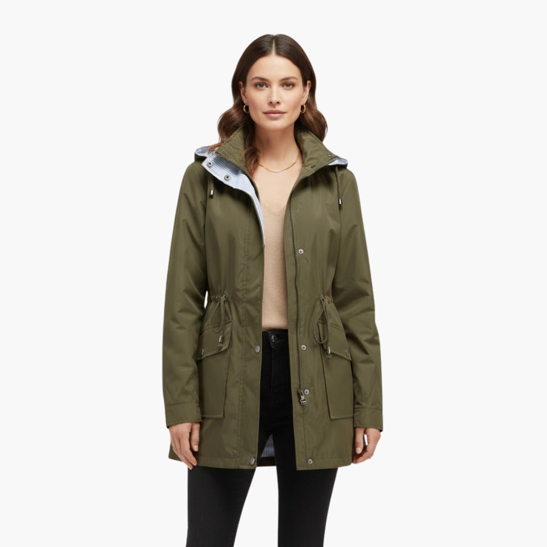 Ladies Water Resistant Coat with Removable Hood