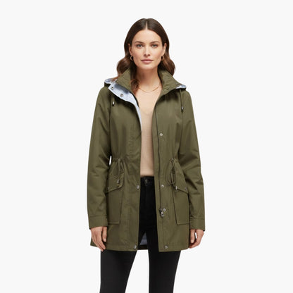 Ladies Water Resistant Coat with Removable Hood