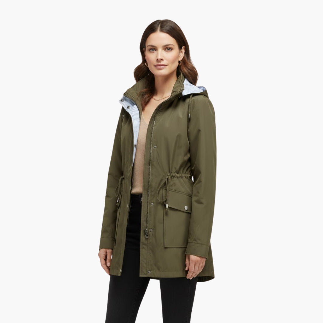 Ladies Water Resistant Coat with Removable Hood
