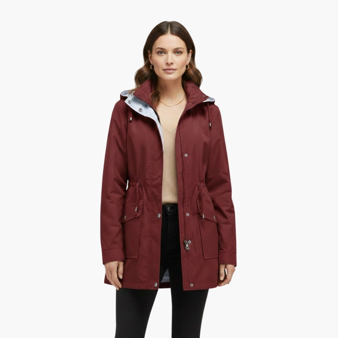 Ladies Water Resistant Coat with Removable Hood