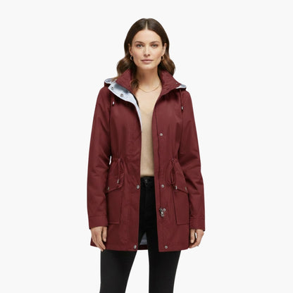 Ladies Water Resistant Coat with Removable Hood