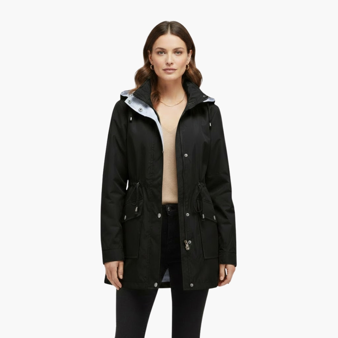 Ladies Water Resistant Coat with Removable Hood