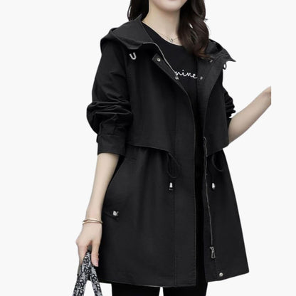 Ladies Waterproof Parka with Hood and Adjustable Waist