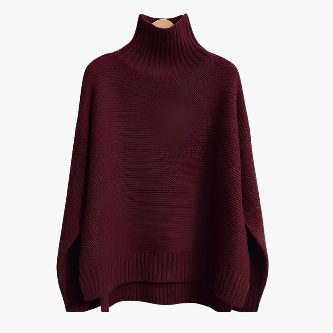 Soft Women's Crew Neck Knit Sweater with Ribbed Hem