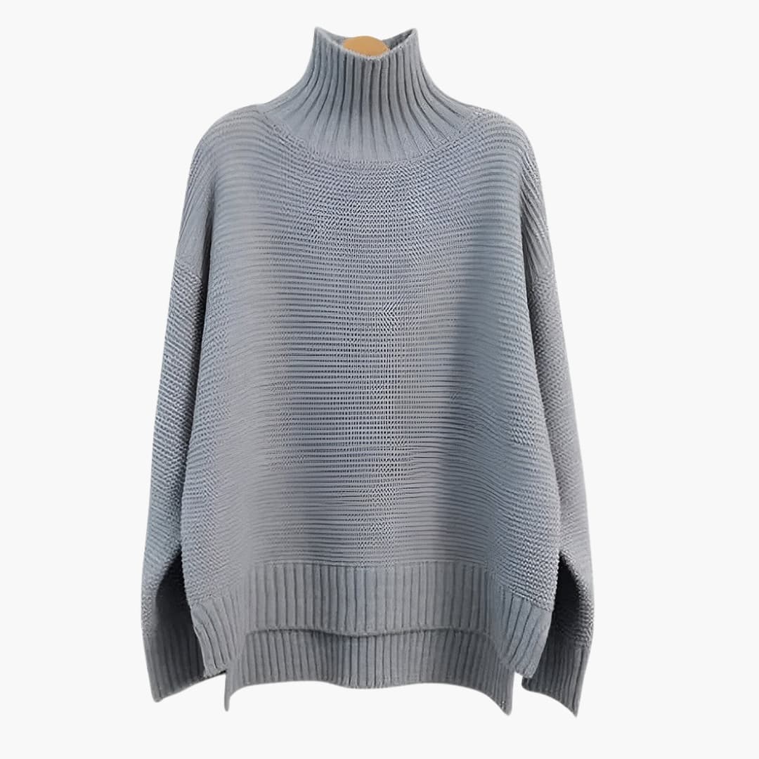 Soft Women's Crew Neck Knit Sweater with Ribbed Hem