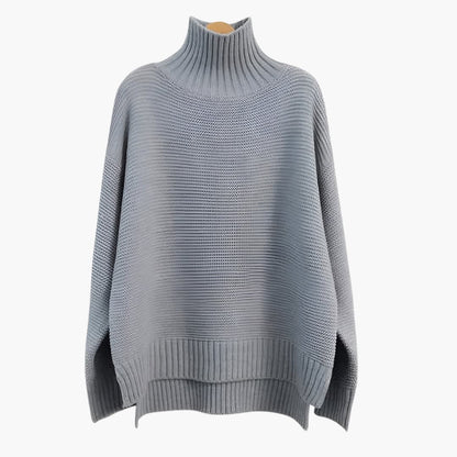 Soft Women's Crew Neck Knit Sweater with Ribbed Hem