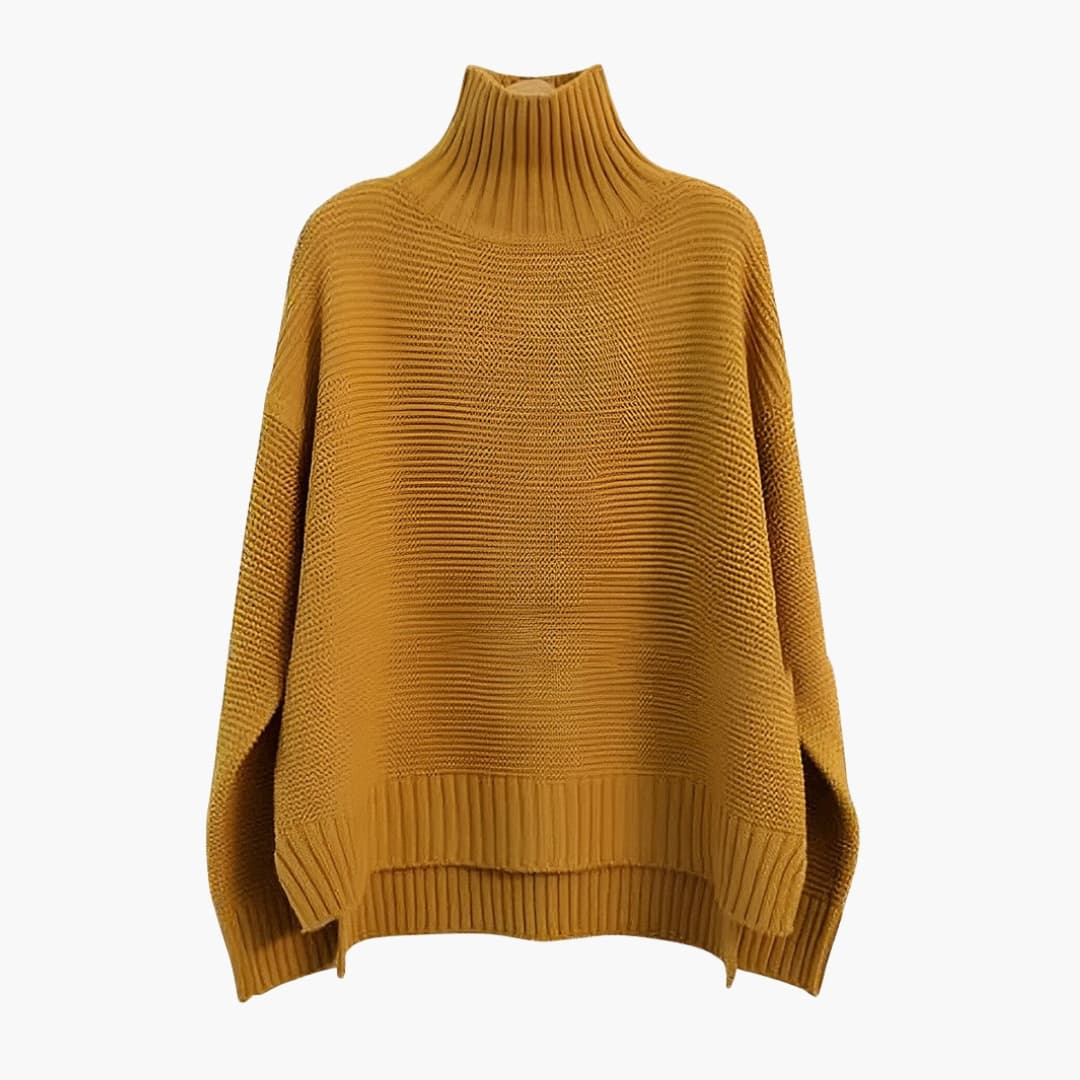 Soft Women's Crew Neck Knit Sweater with Ribbed Hem