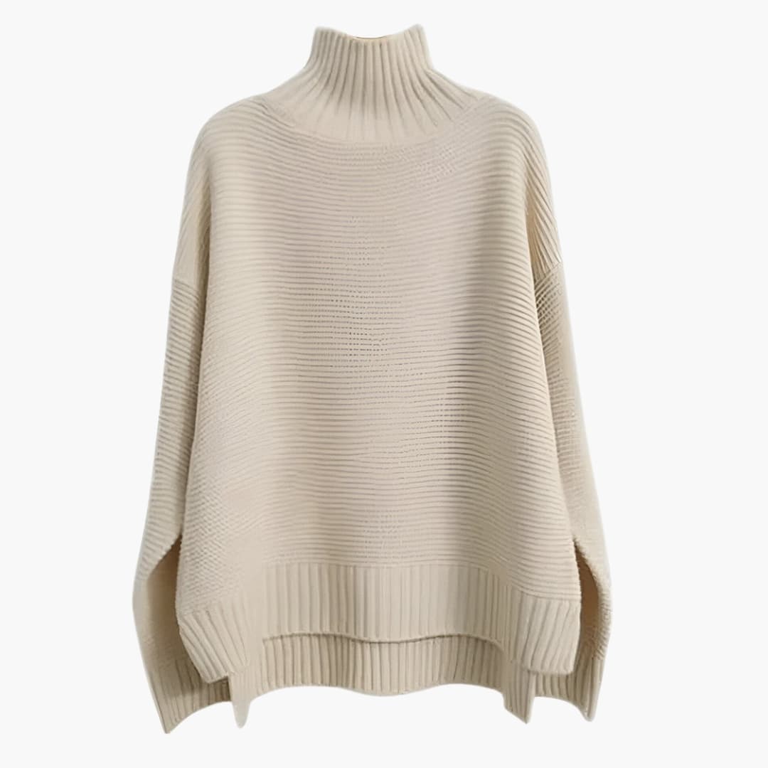Soft Women's Crew Neck Knit Sweater with Ribbed Hem