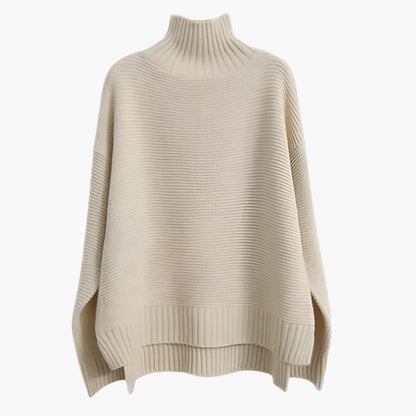 Soft Women's Crew Neck Knit Sweater with Ribbed Hem