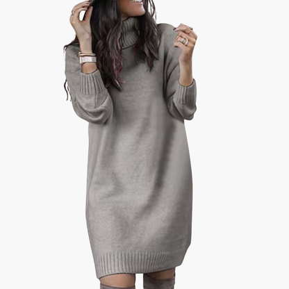 Women's Cozy Crew Neck Sweater Dress with Long Sleeves