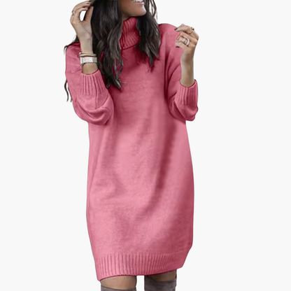 Women's Cozy Crew Neck Sweater Dress with Long Sleeves