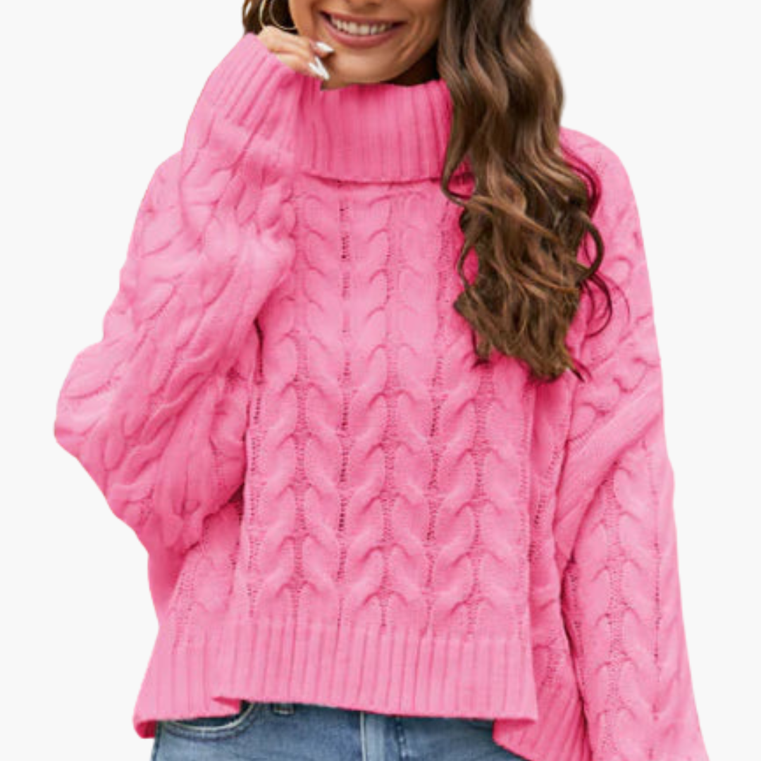 Cozy Women's Cable Knit Long Sleeve Sweater