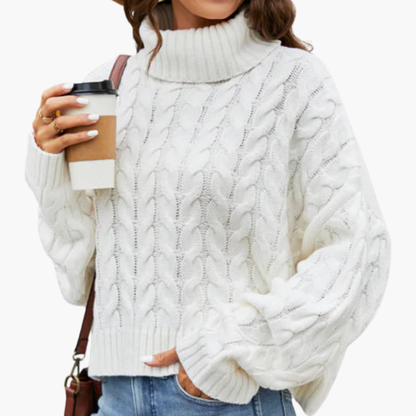 Cozy Women's Cable Knit Long Sleeve Sweater