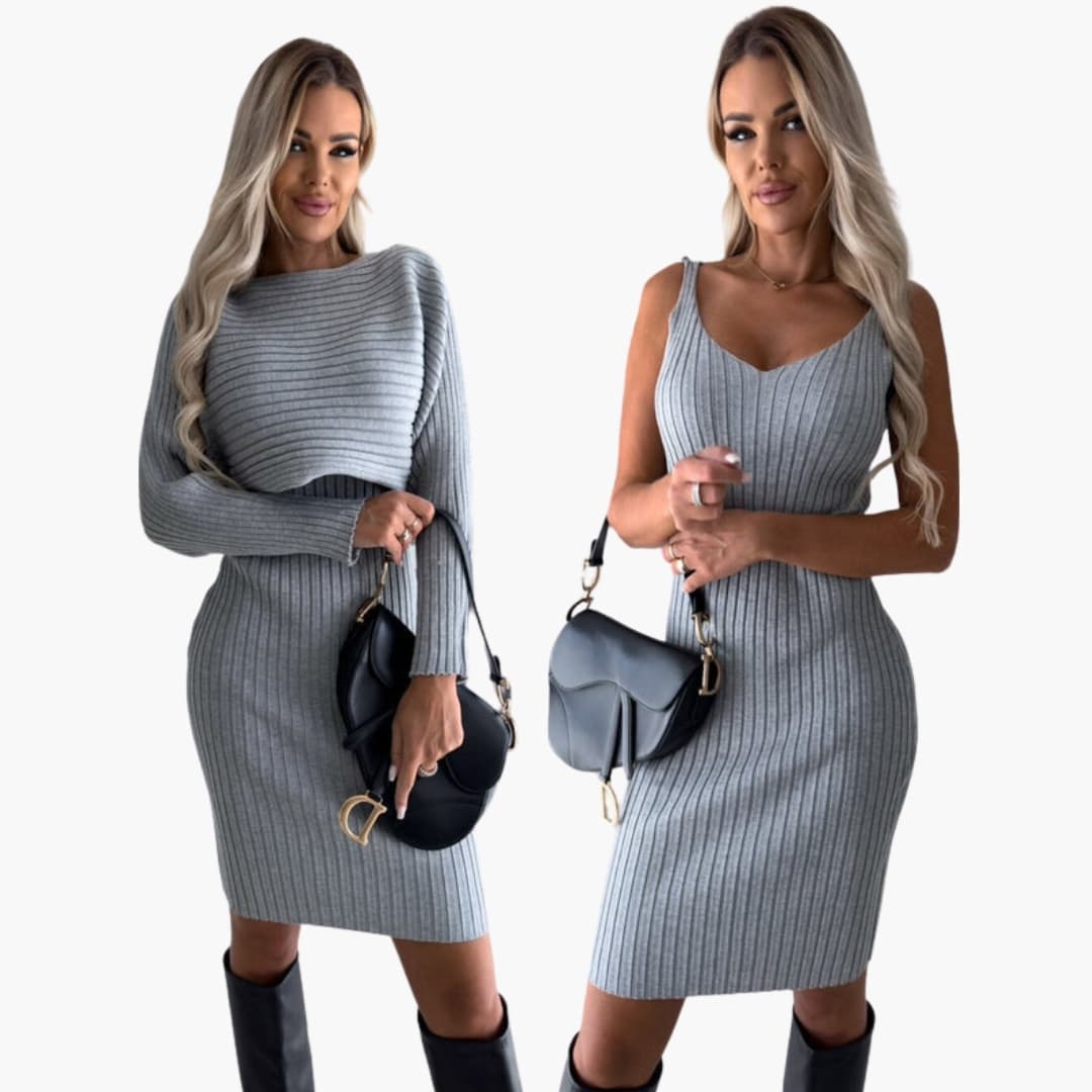 Ladies 2 Piece Outfit Sleeveless Dress and Cardigan