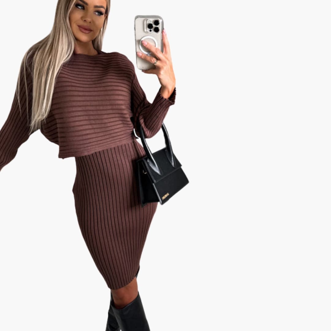 Ladies 2 Piece Outfit Sleeveless Dress and Cardigan