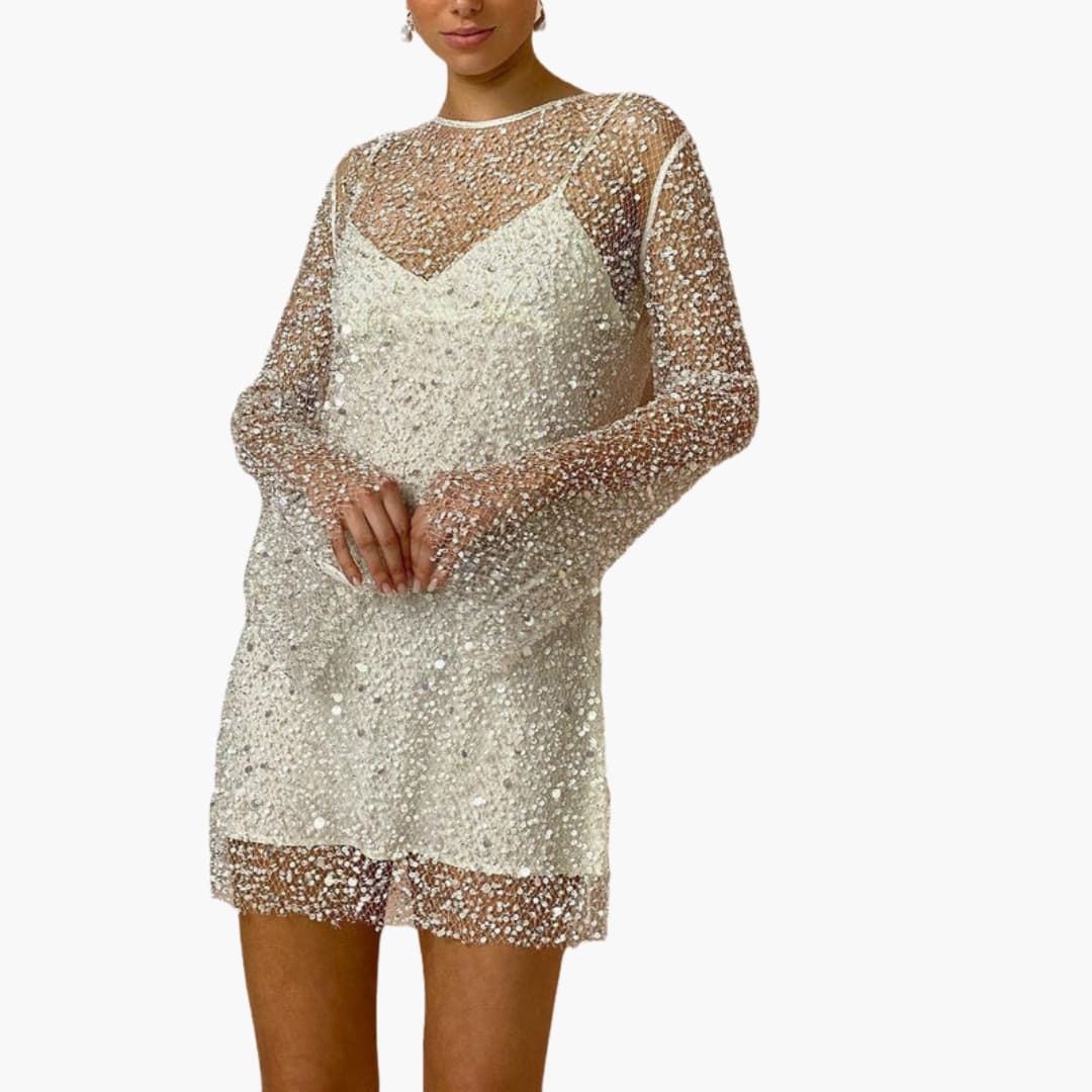 Ladies' 2-Piece Evening Dress with Lace and Halter Neck - Olytrend