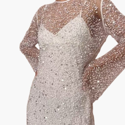 Ladies' 2-Piece Evening Dress with Lace and Halter Neck
