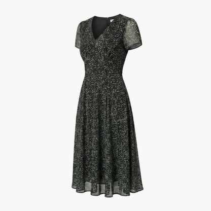 Ladies' Casual V Neck Summer Dress with Flared Skirt