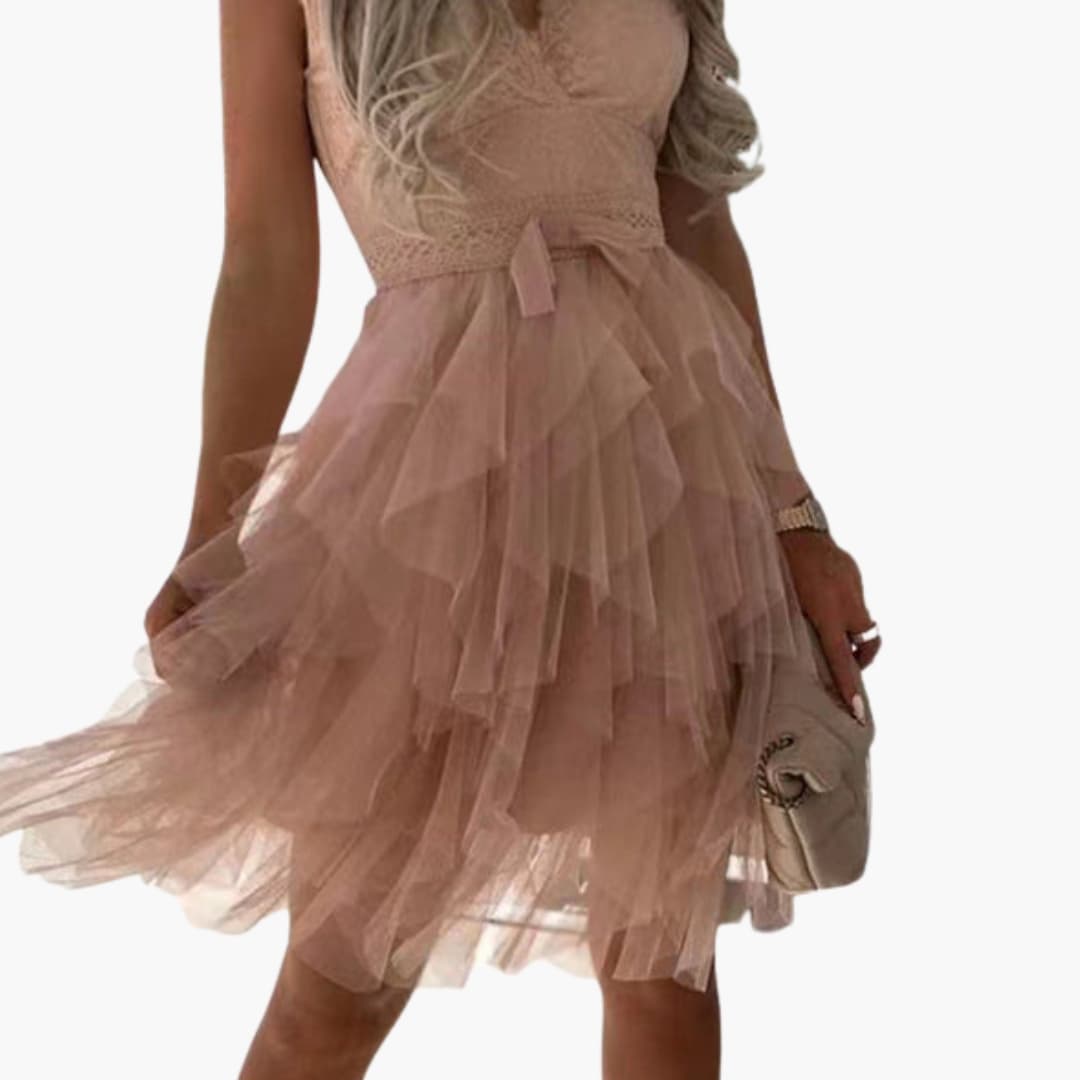 Ladies' Chic Off Shoulder Net Dress