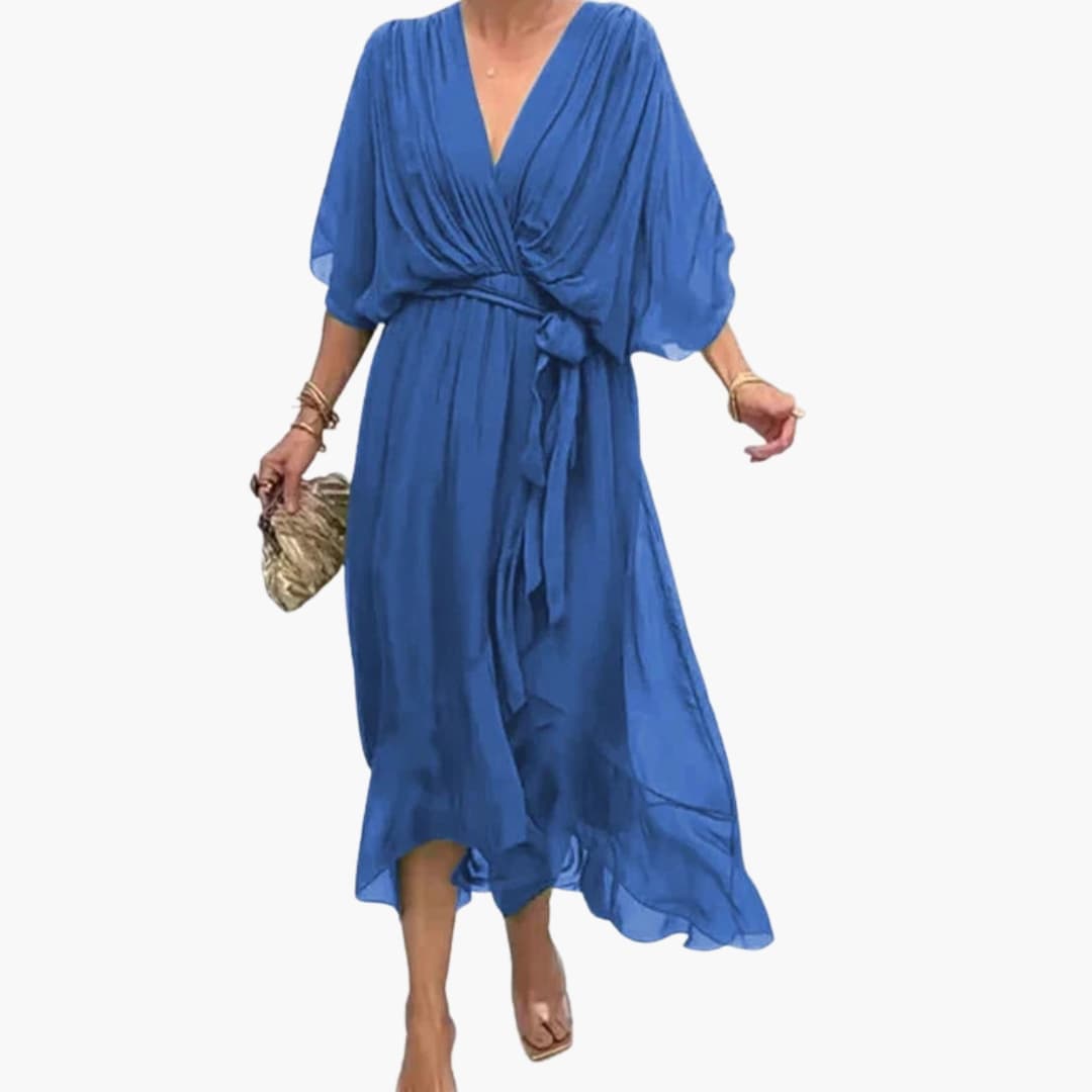 Ladies' V-Neck Chiffon Evening Dress
