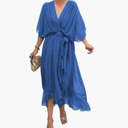 Ladies' V-Neck Chiffon Evening Dress