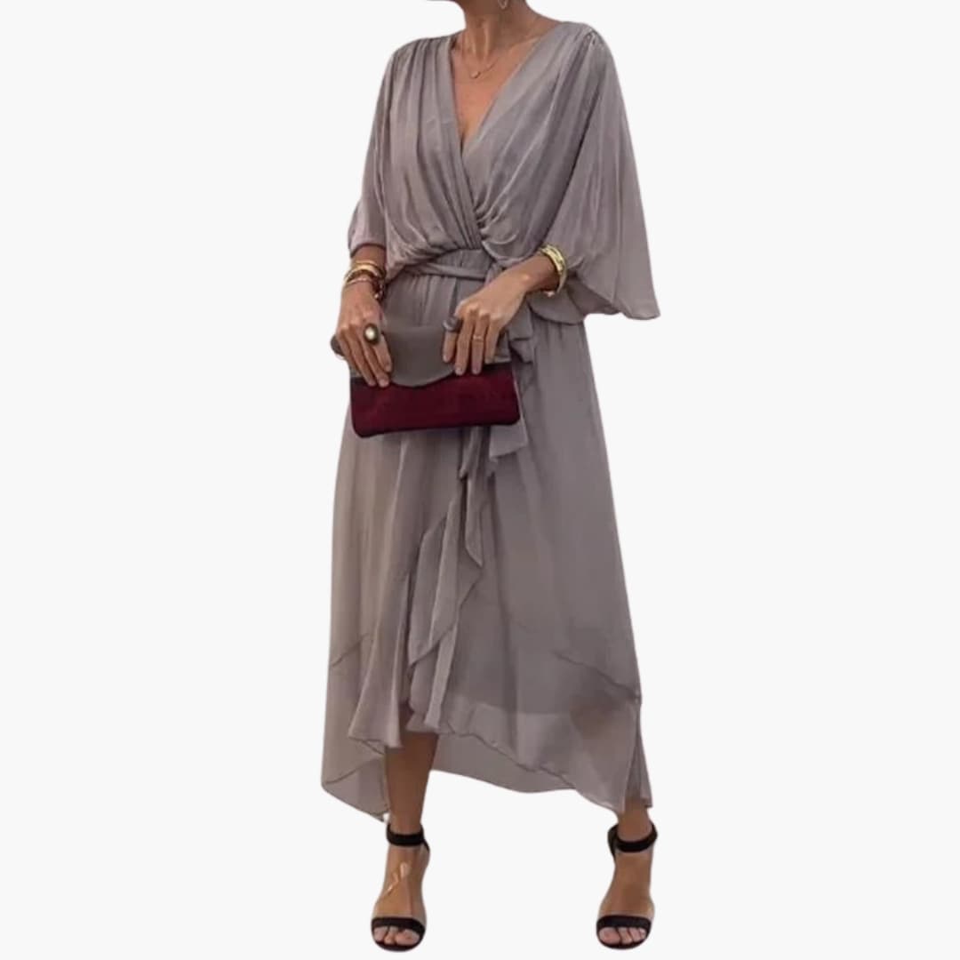 Ladies' V-Neck Chiffon Evening Dress