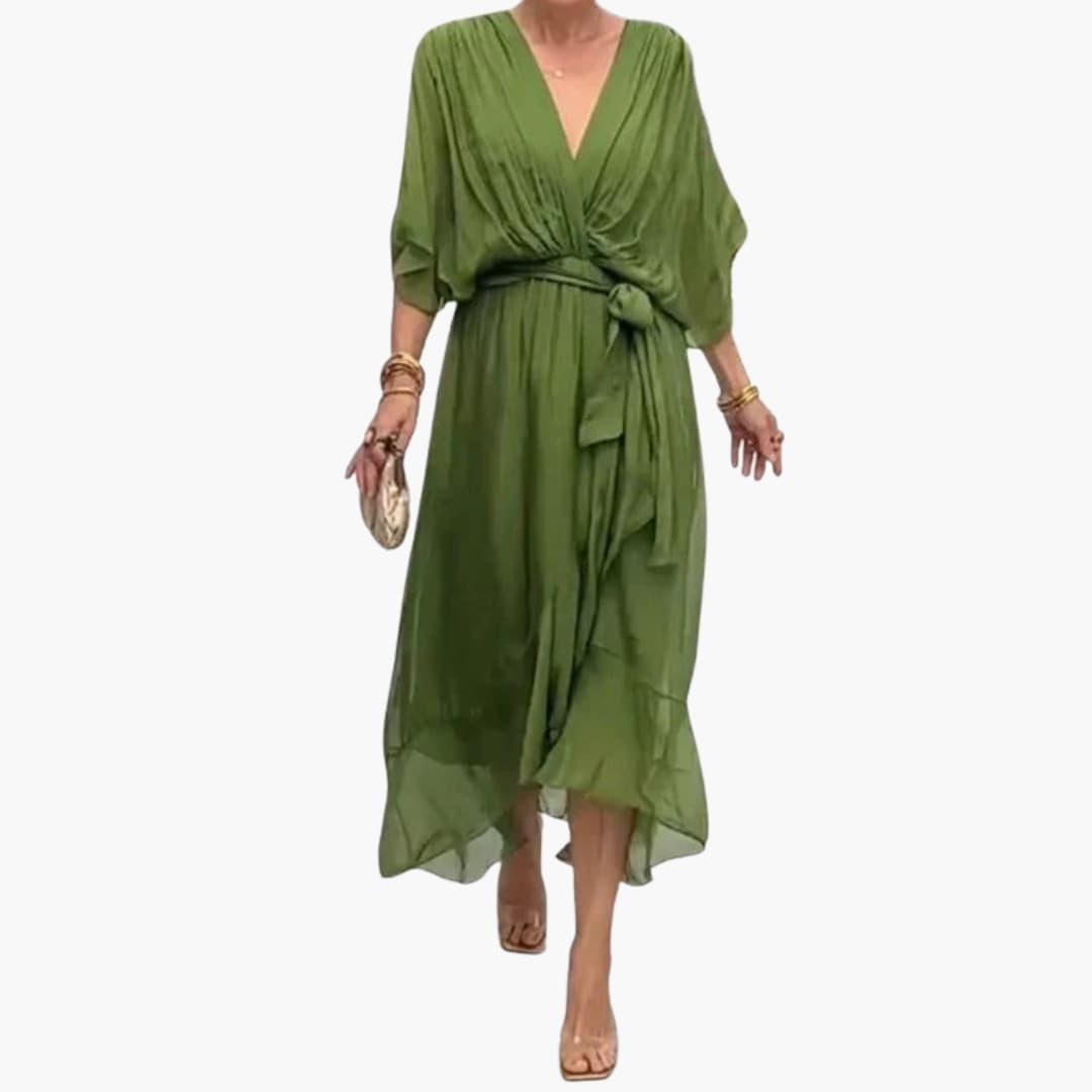 Ladies' V-Neck Chiffon Evening Dress - Olytrend