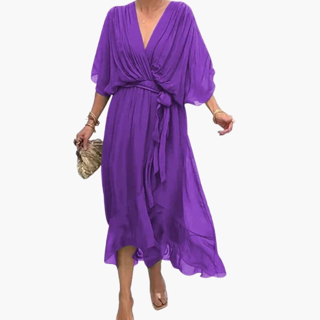 Ladies' V-Neck Chiffon Evening Dress