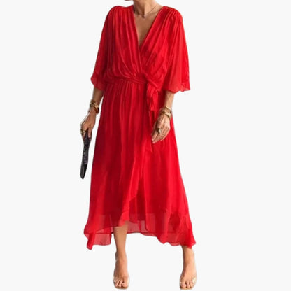 Ladies' V-Neck Chiffon Evening Dress