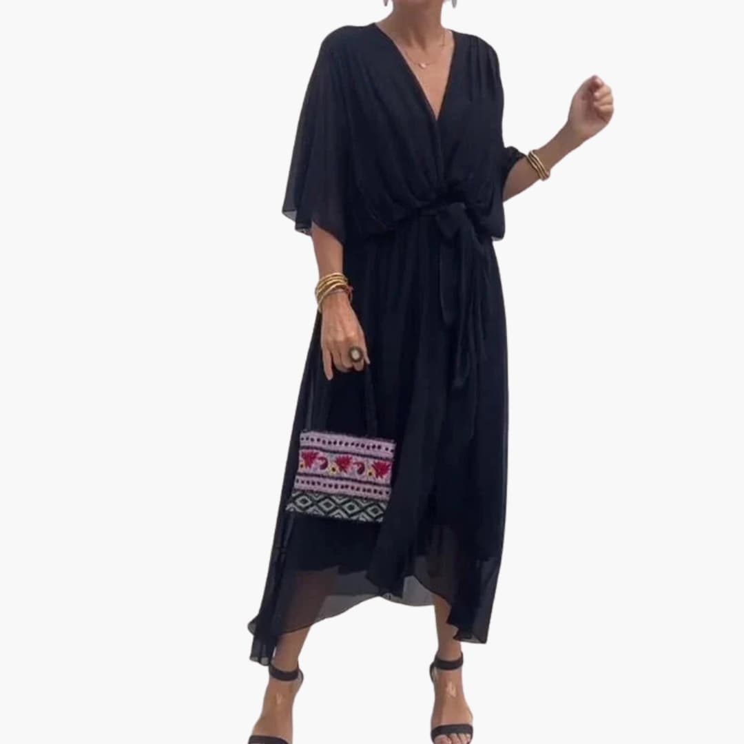 Ladies' V-Neck Chiffon Evening Dress