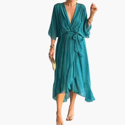 Ladies' V-Neck Chiffon Evening Dress