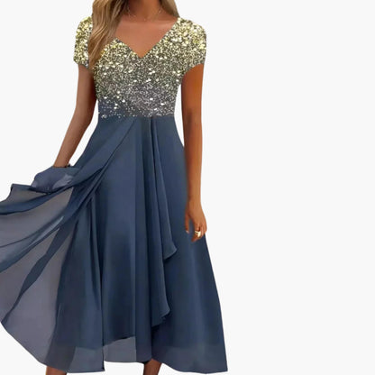 Ladies' Floral V Neck Chiffon Dress