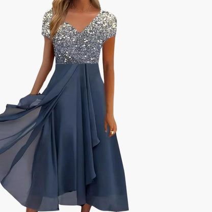 Ladies' Floral V Neck Chiffon Dress