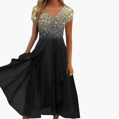 Ladies' Floral V Neck Chiffon Dress