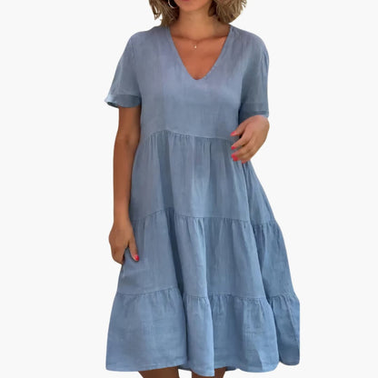 Casual V Neck Loose Fit Dress