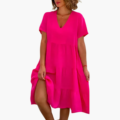 Casual V Neck Loose Fit Dress