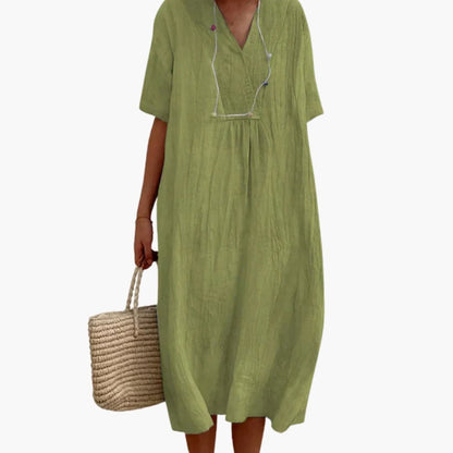 Casual Fit Short Sleeve V Neck Summer Dress
