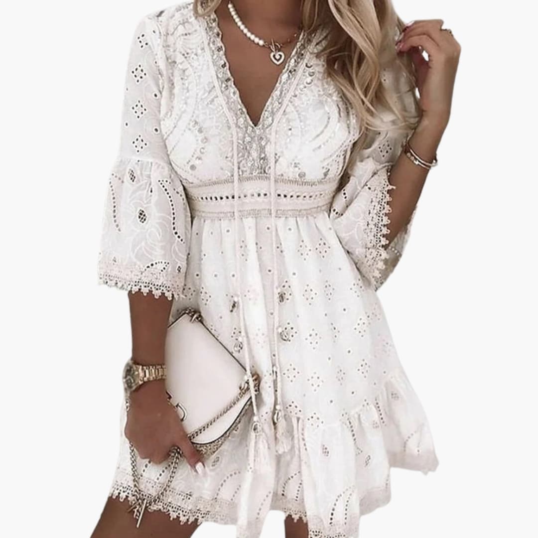 Classic Fit V Neck Ladies Dress