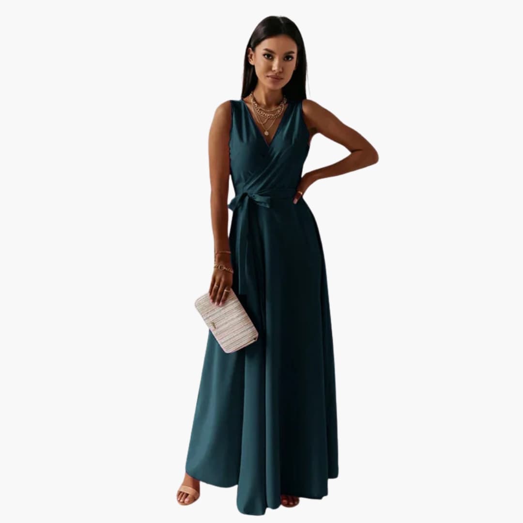 Ladies' Classic V-Neck Maxi Dress - Olytrend