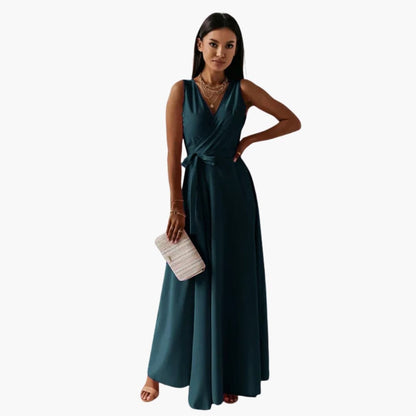 Ladies' Classic V-Neck Maxi Dress - Olytrend