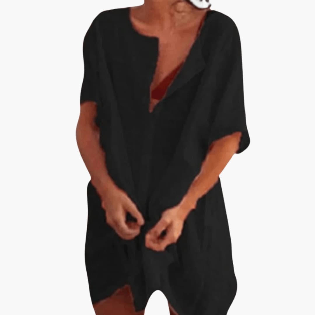 Relaxed Fit Short Sleeve Tunic Dress for Women