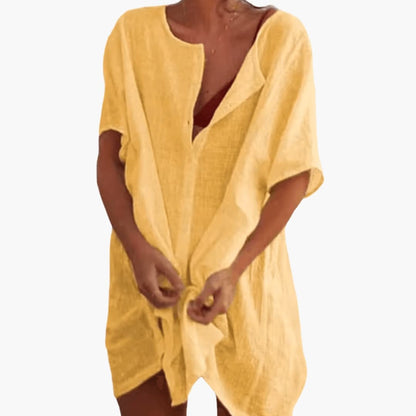 Relaxed Fit Short Sleeve Tunic Dress for Women