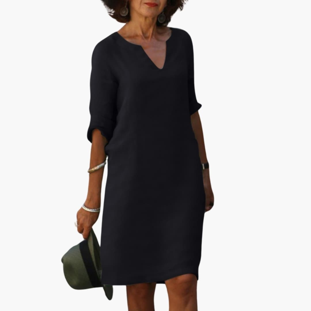 Ladies' Classic A-Line Dress with Long Sleeves - Olytrend