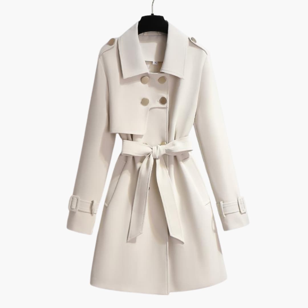 Classic Ladies Long Waterproof Coat with Tie Belt