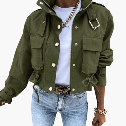Ladies' Quilted Zip Front Jacket with Fitted Bottom