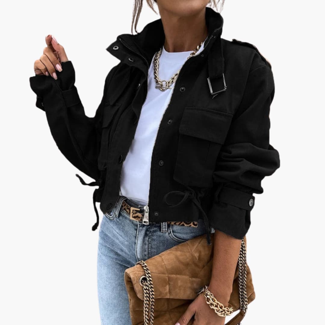 Ladies' Quilted Zip Front Jacket with Fitted Bottom - Olytrend